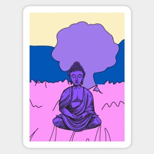 Vibrant Pink Purple and Blue Buddha Graphic Sticker